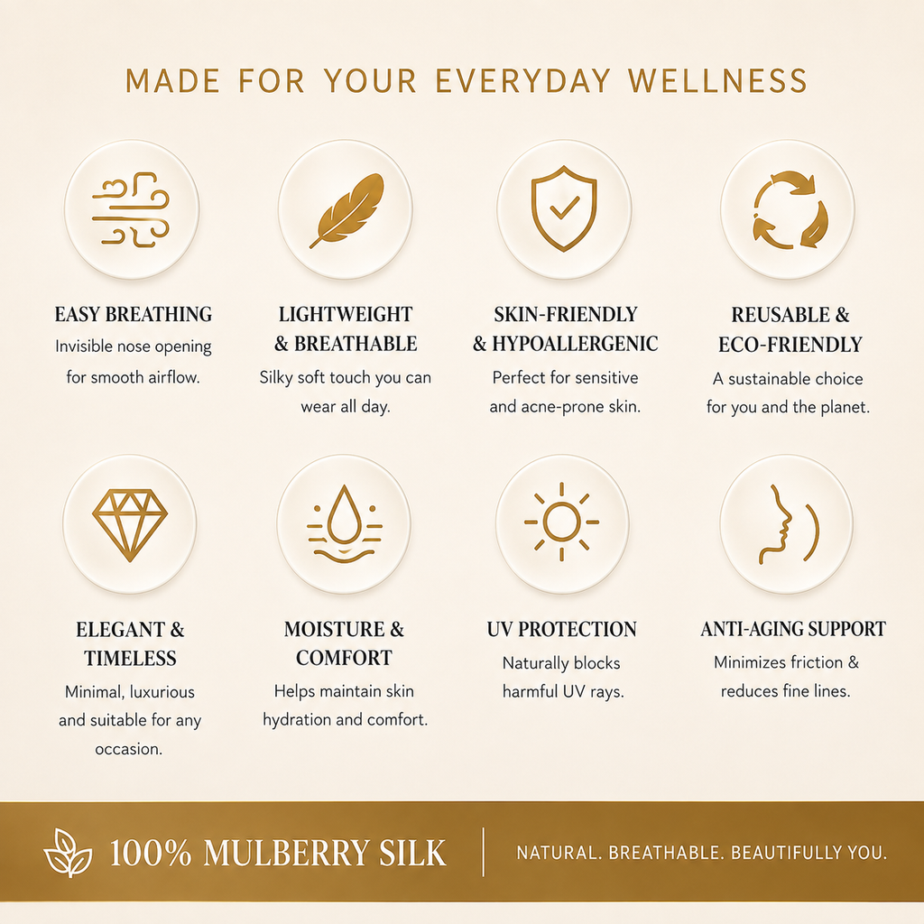 Skinalis 100% Mulberry Silk Breathing Face Mask – UV Protection, Gentle & Breathable