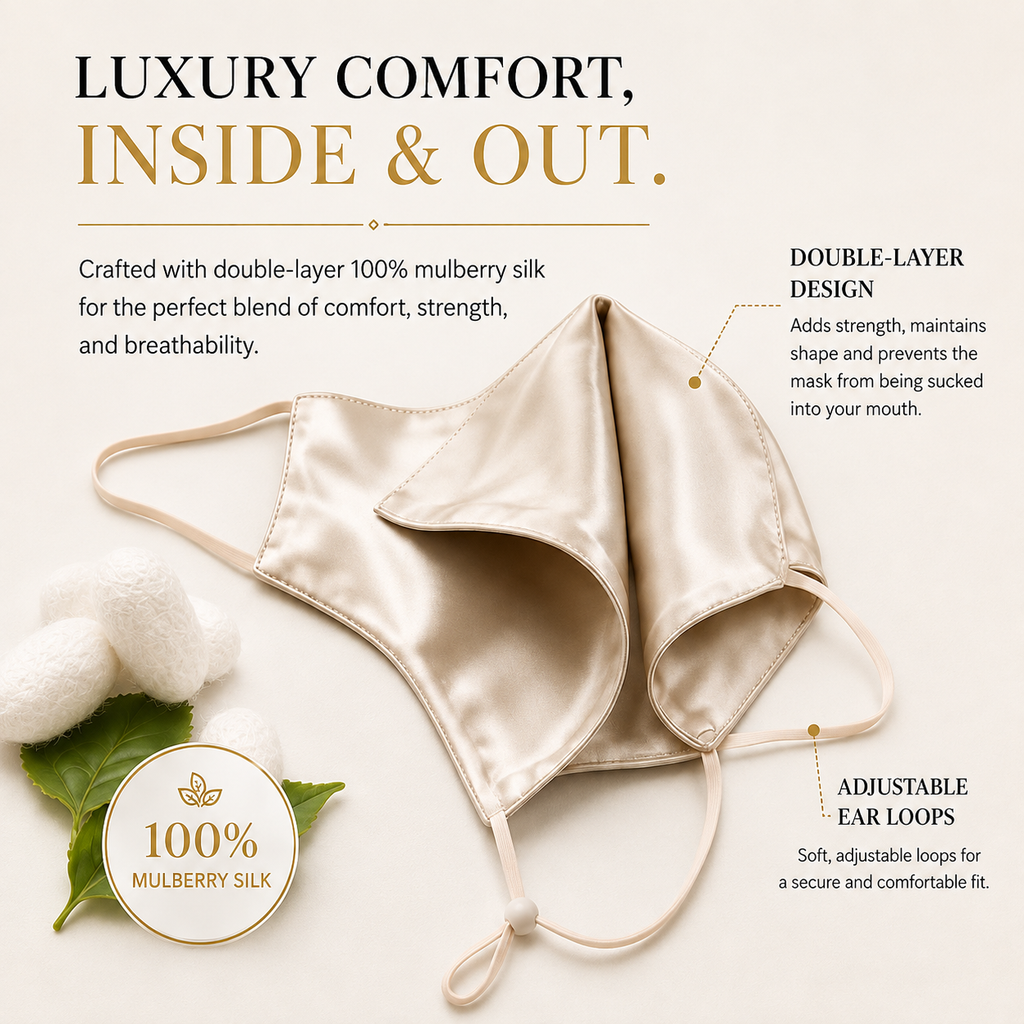 Skinalis 100% Mulberry Silk Breathing Face Mask – UV Protection, Gentle & Breathable