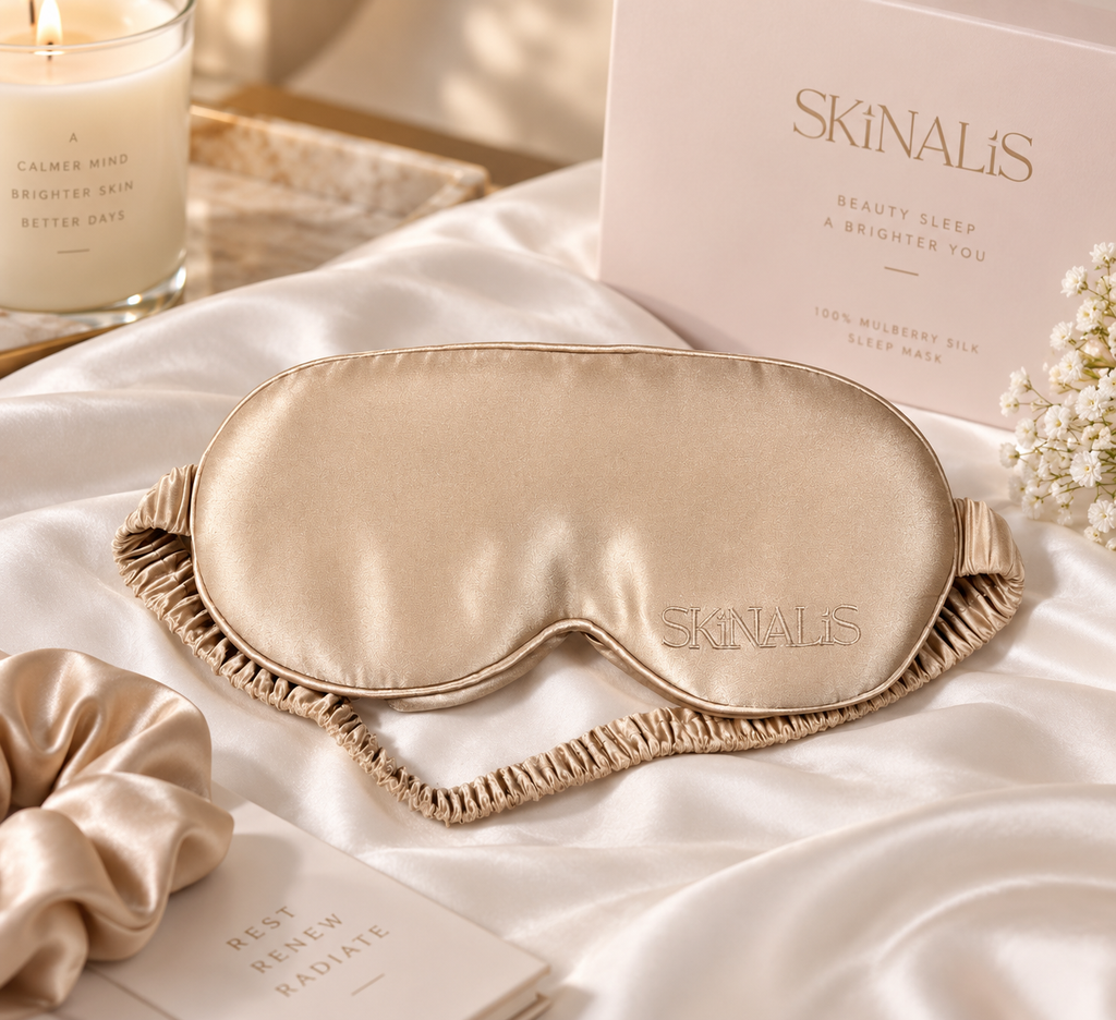 Skinalis 100% Mulberry Silk Sleep Mask – Champagne