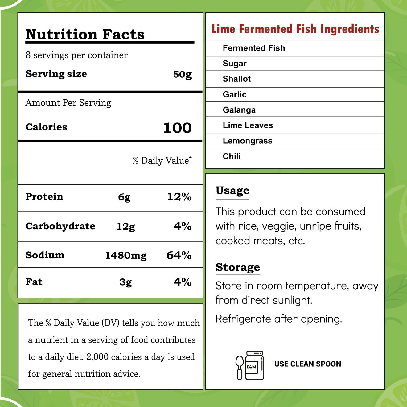 Food KH Lime Fermented Fish - MILD SPICY